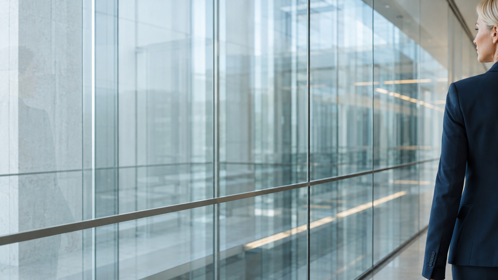 Executive walking through a modern Nordic office